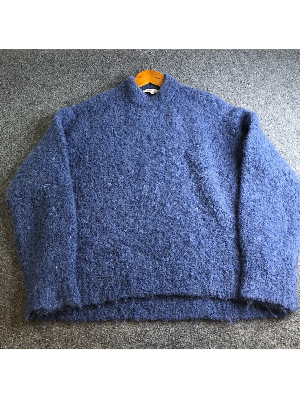 Madewell Merino Wool Alpaca Blend Mock Neck Sweater Womens Large Blue
